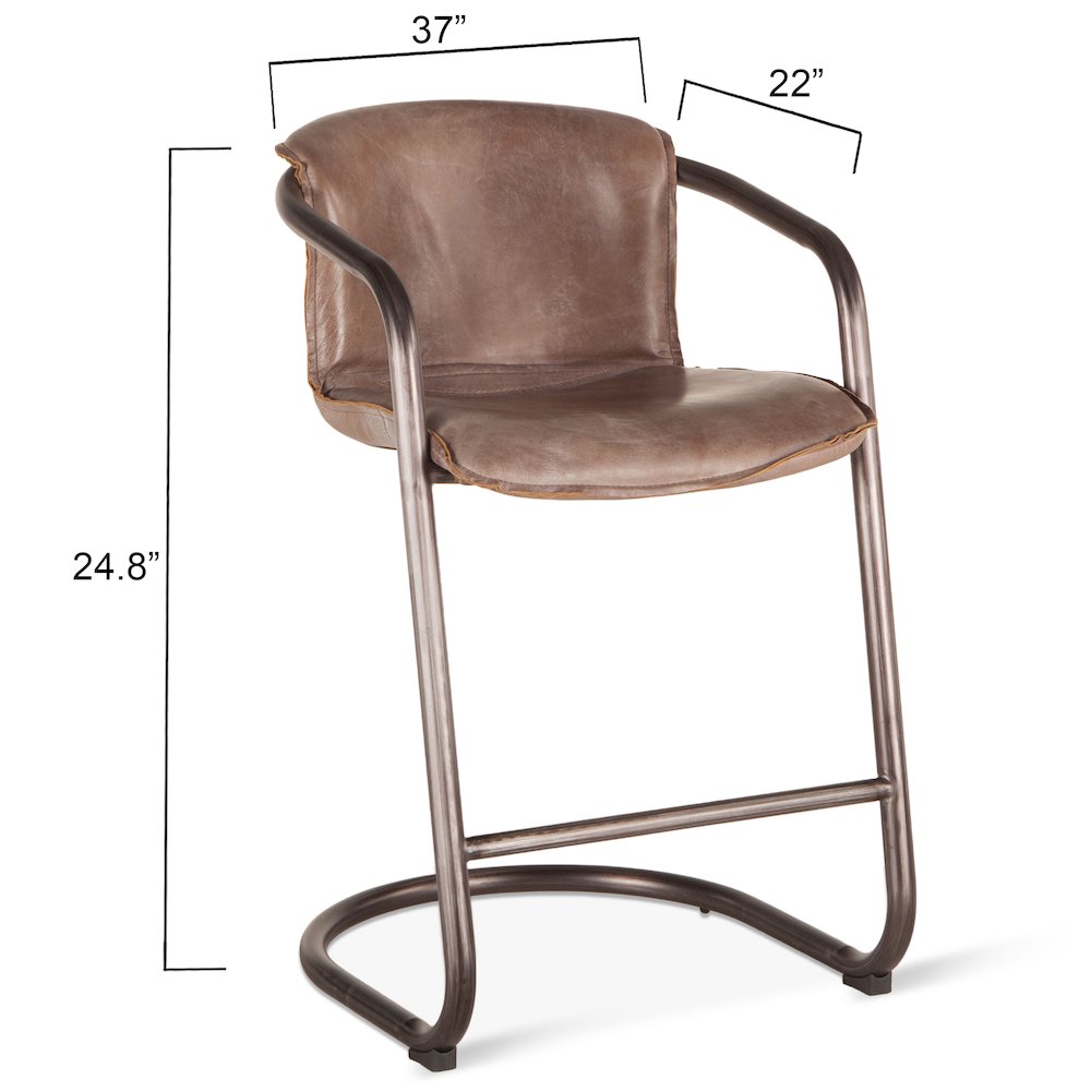 Chiavari Distressed Jet Brown Leather Counter Chairs - Set Of 2. Picture 3