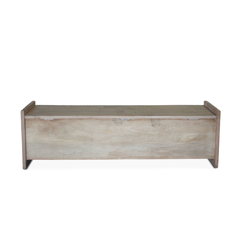 Cordoba Storage Bench in Reclaimed Wood with Vintage Teal Finish. Picture 8