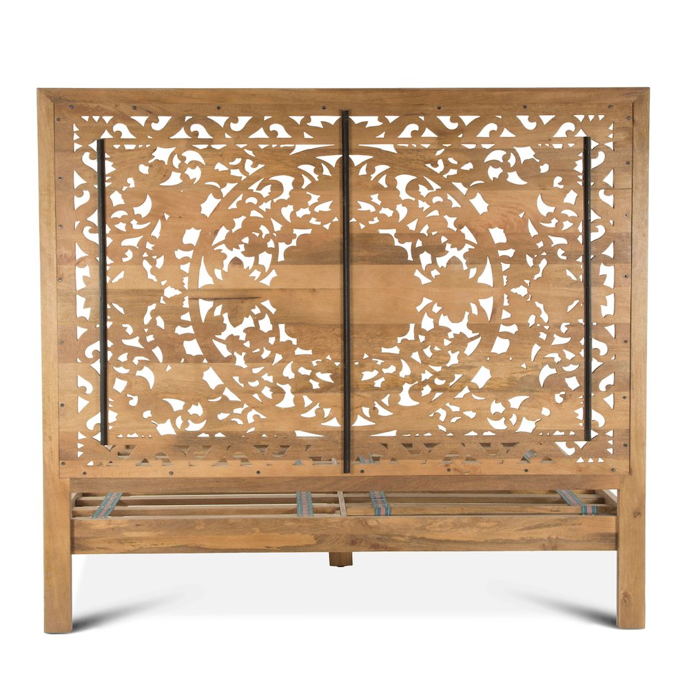 Haveli Carved King Bed in Whitewash Finish. Picture 6