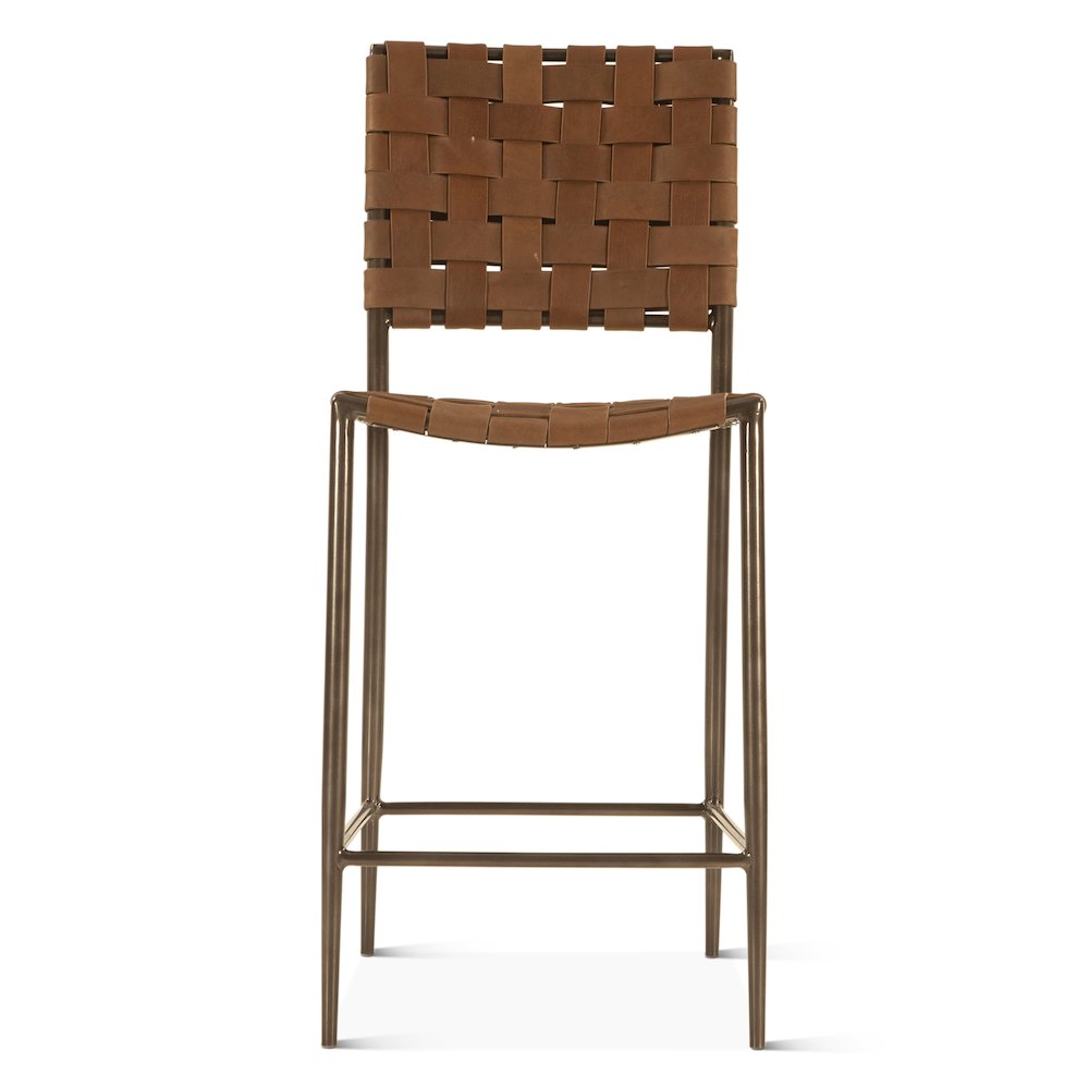 Lund 17" Counter Chair in Tobacco Buffalo Leather with Iron. Picture 7