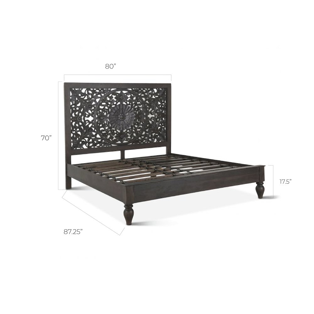 Haveli Vintage Brown Mango Wood King Bed. Picture 7