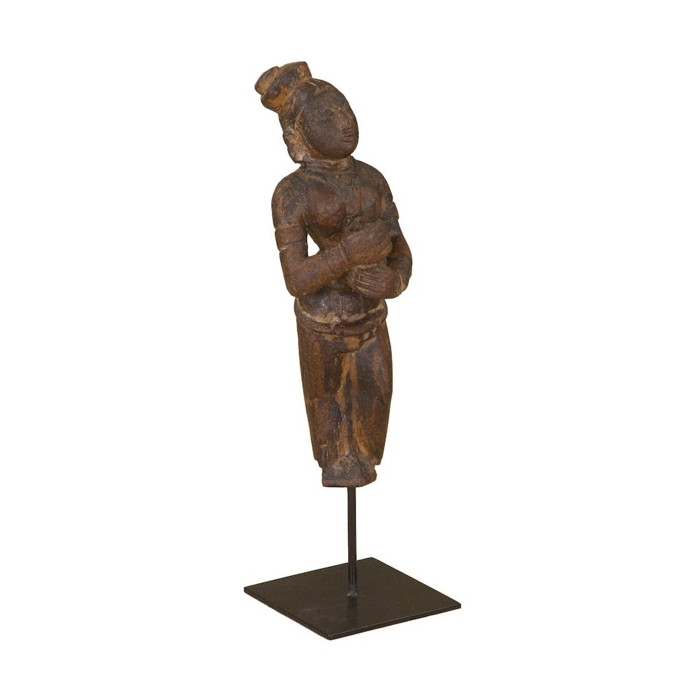 Curio Carved Figure Statue on Iron Stand. Picture 2