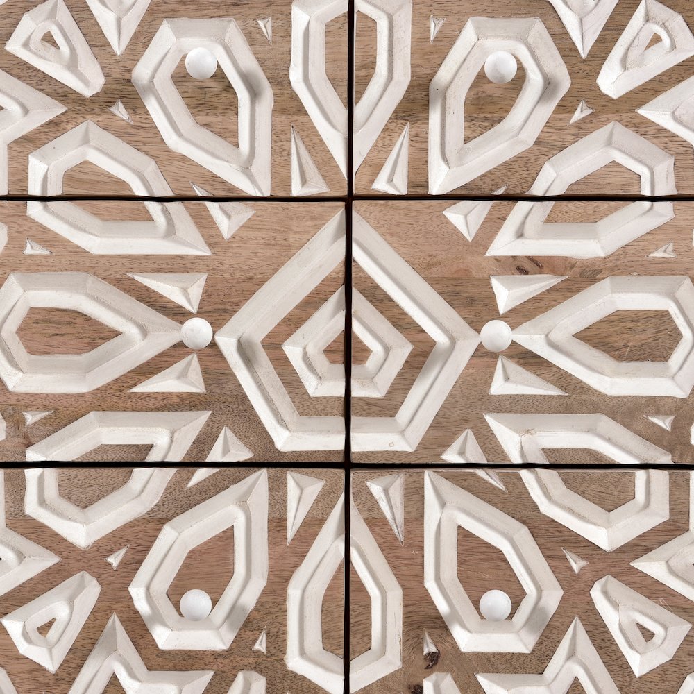 Haveli Dresser 61in Carved, Natural White. Picture 4