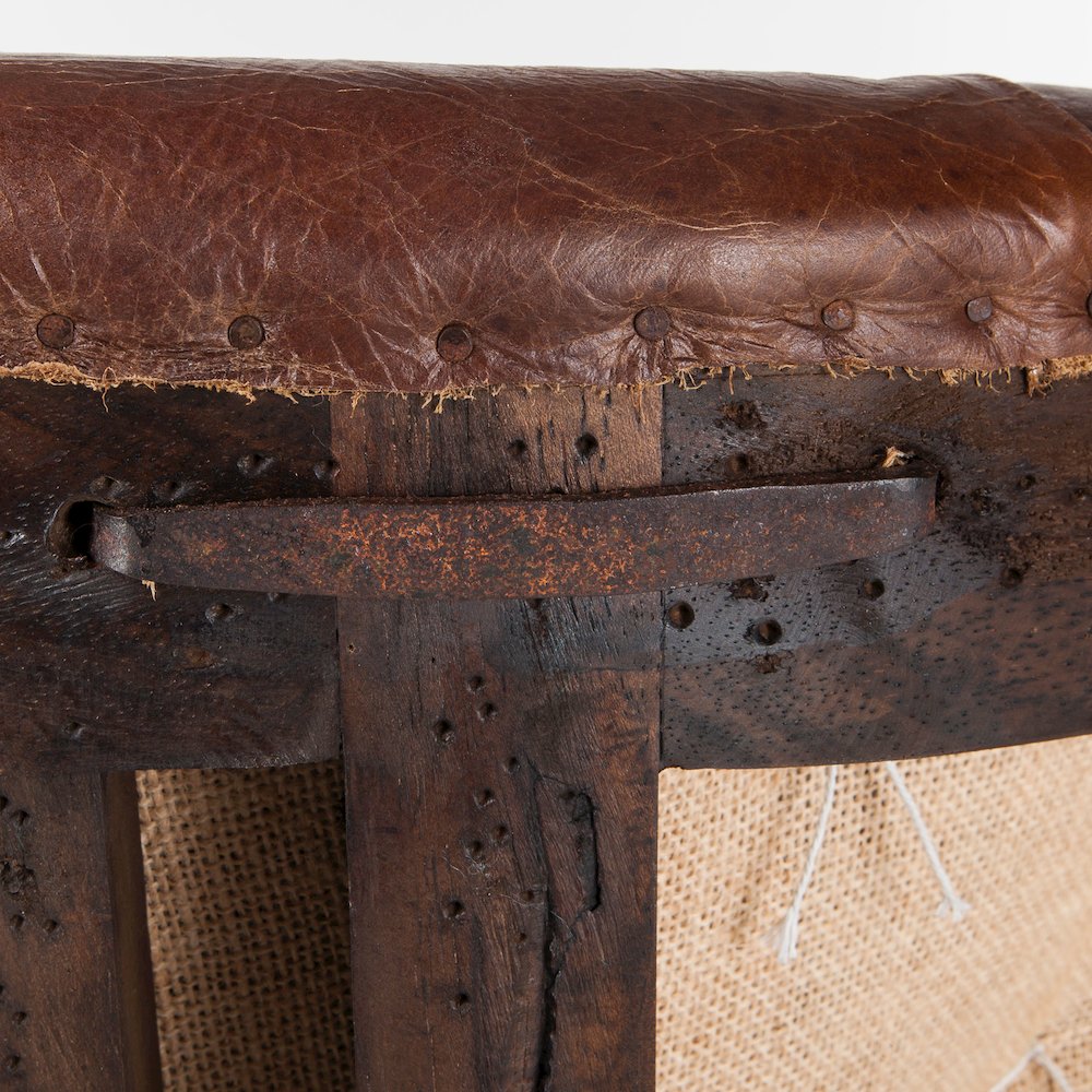 Charles Deconstructed Armchair With Vintage Cigar Leather And Solid Wood Legs. Picture 7