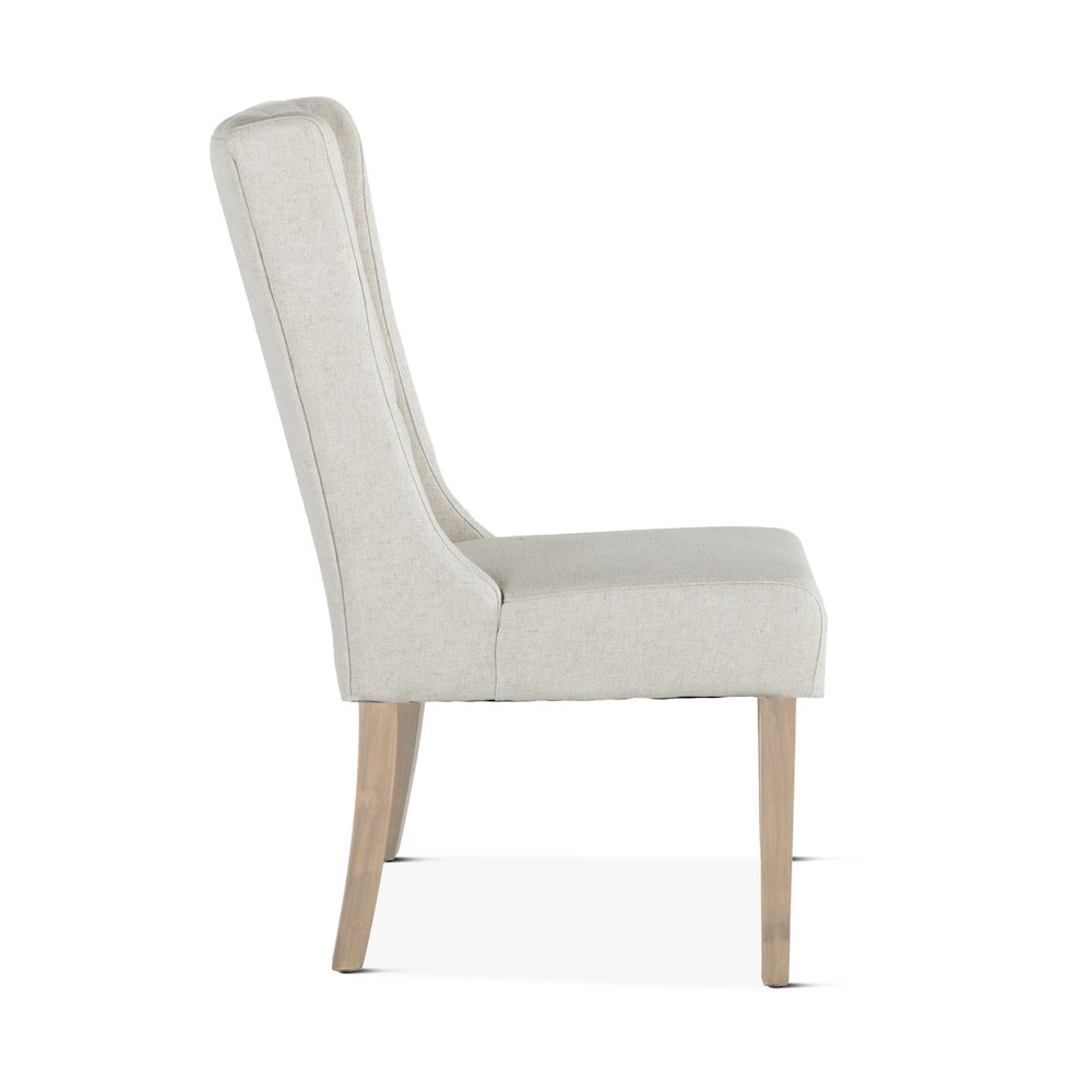 Chloe Off-White Linen Dining Chair With Napoleon Legs. Picture 4