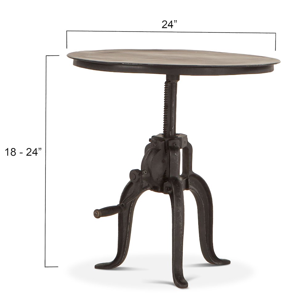 Artezia 24-Inch Adjustable Crank Iron Side Table with Matte Black Finish. Picture 3