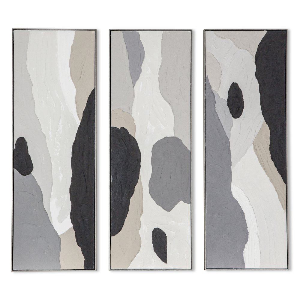 Distorted Illusions Hand Painted Framed Triptych. Picture 1