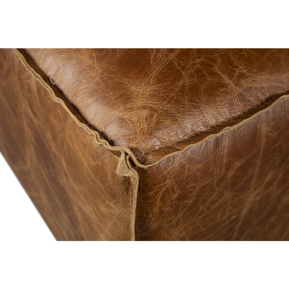 Chiavari Ottoman in Coco Brown Leather. Picture 4
