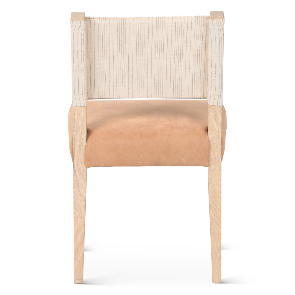 Lila Dining Chair in Durango Stripe Linen and Antique Light Leather. Picture 4