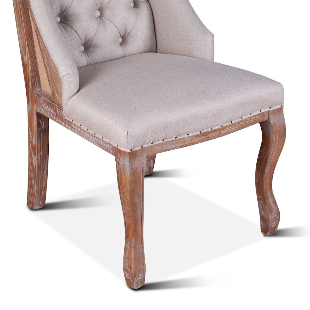 Portia Dining Chair in Off-White Linen and Oak. Picture 5
