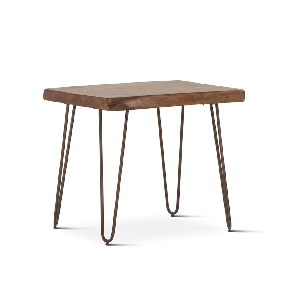 Grandby 26-Inch Acacia Wood Live Edge Side Table in Walnut Finish. Picture 1