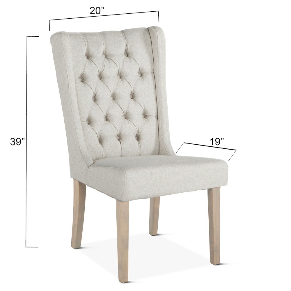 Chloe Off-White Linen Dining Chair With Napoleon Legs. Picture 11