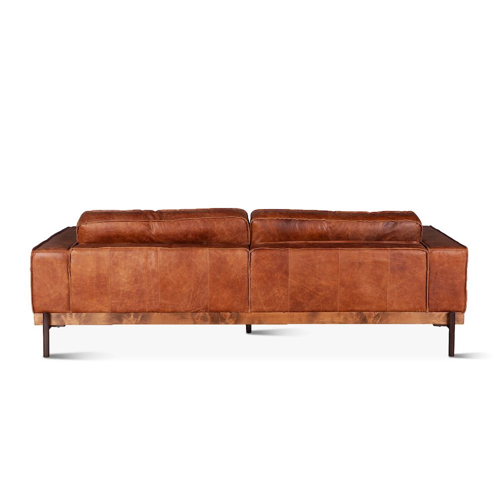 Chiavari Modern Leather Sofa in Vintage Cognac. Picture 7