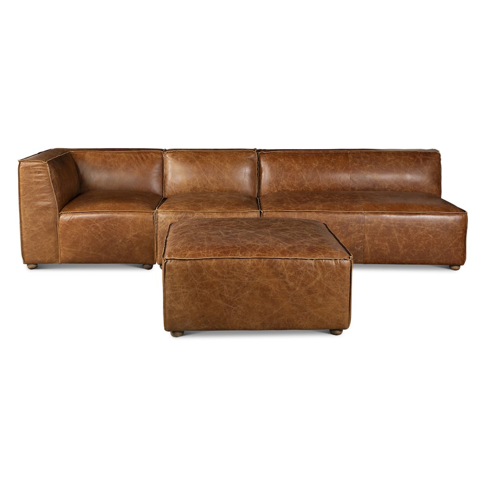 Chiavari Loft 112" Sectional Sofa in Cocoa Brown Leather. Picture 6