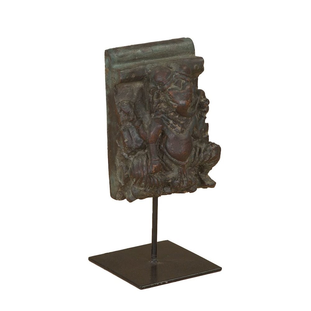 Curio Carved Wooden Ganesha on Iron Stand. Picture 2