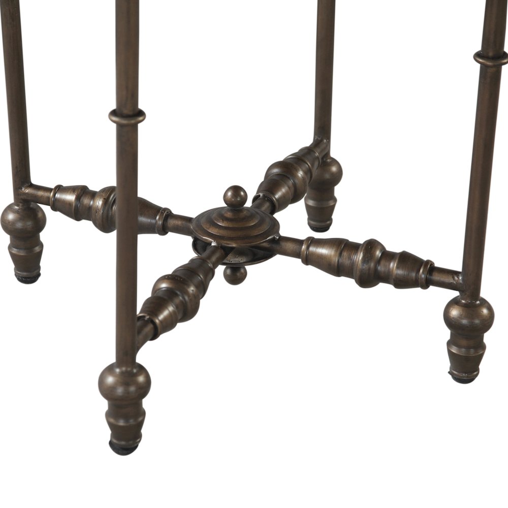 Ozark 20" Side Table with Floral Horn Inlay and Iron. Picture 3