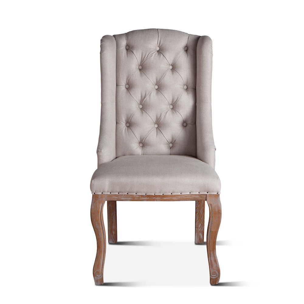 Portia Dining Chair in Off-White Linen and Oak. Picture 1