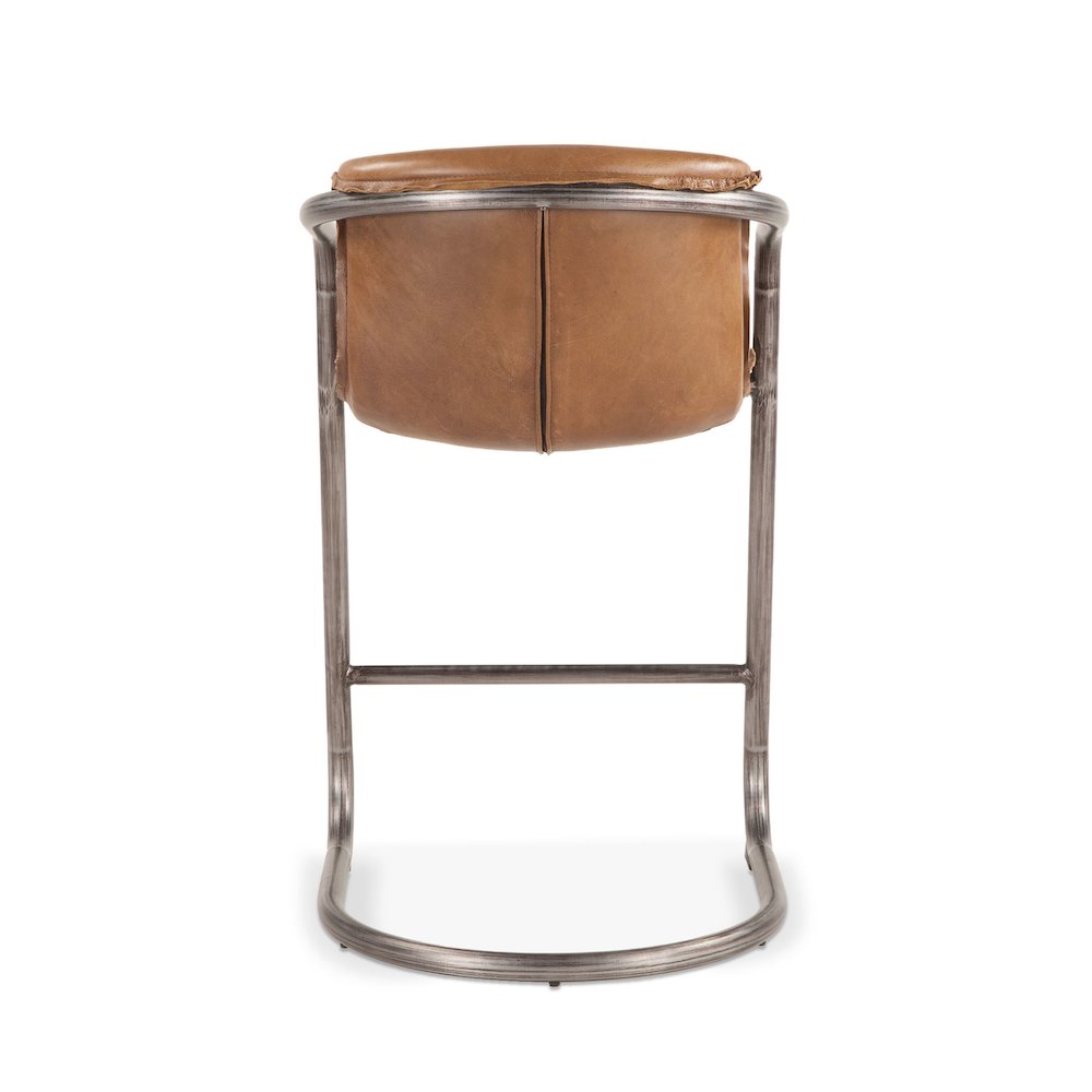 Chiavari Distressed Chestnut Leather Counter Chairs - Set Of 2. Picture 6