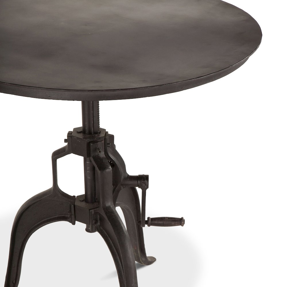 Artezia 30" Height Adjustable Crank Side Table in Matte Black Cast Iron. Picture 6