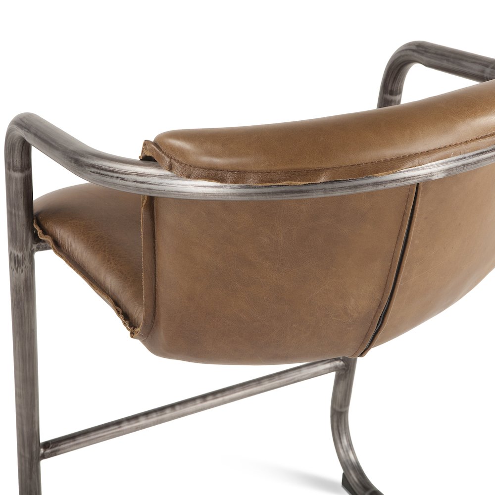 Chiavari Distressed Chestnut Leather Counter Chairs - Set Of 2. Picture 4