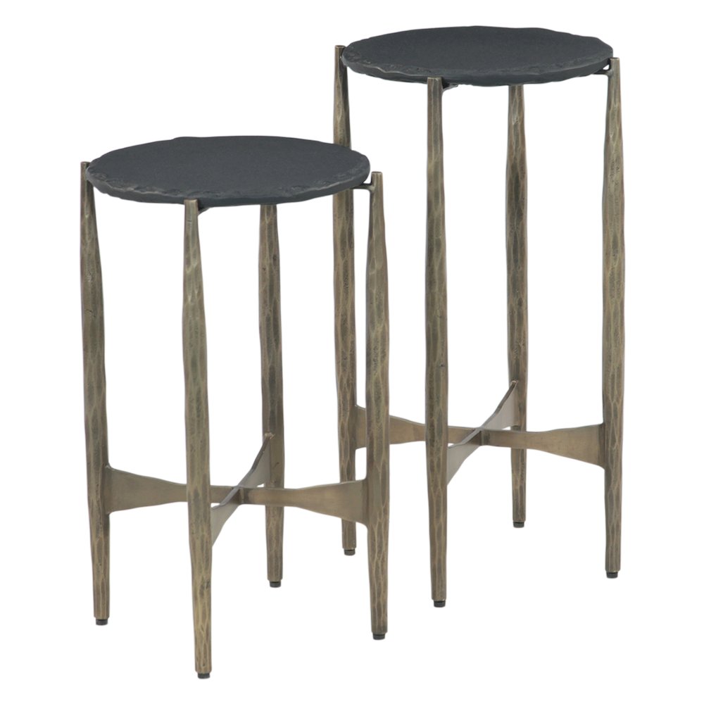 Odessa 13" Nesting Side Table with Black Marble, Set of 2. Picture 2