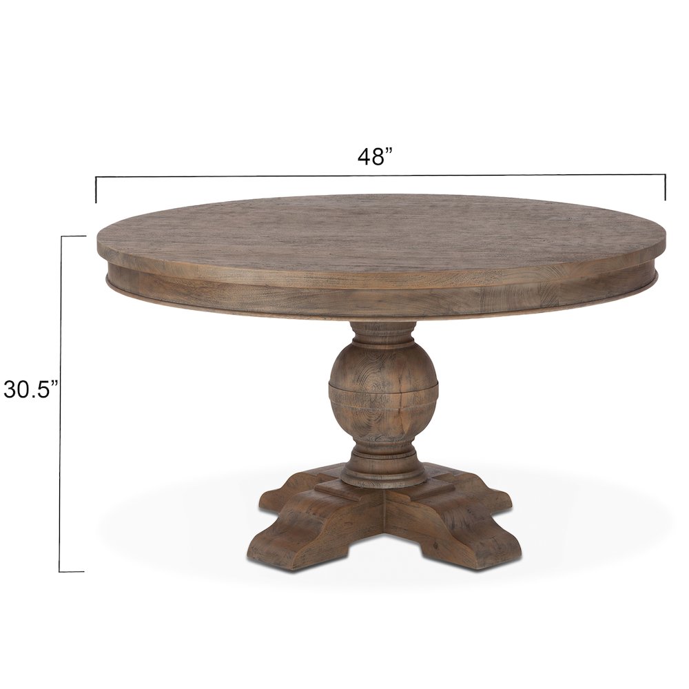 Chatham Downs 48-Inch Round Dining Table in Weathered Teak Finish. Picture 2