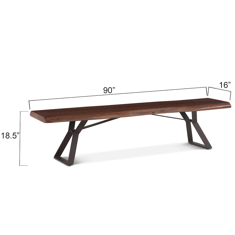 Nottingham 90" Bench with Walnut Finish. Picture 4