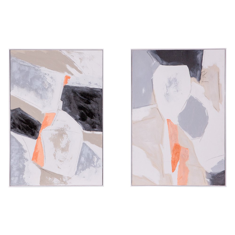 Muted Mosaic 2 Hand Painted Framed Diptych. Picture 2