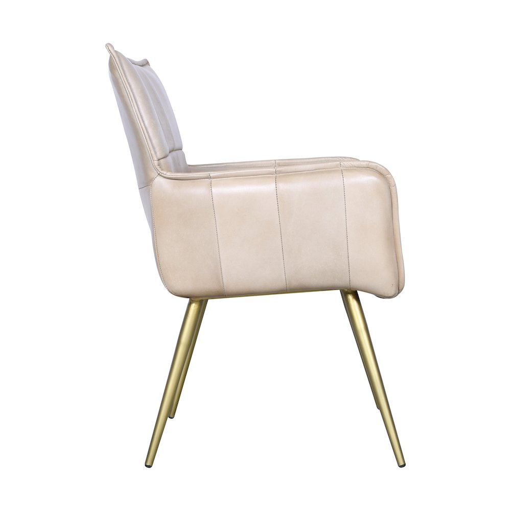 Thorpe Surrey Armchair in in Antique Ivory Leather and Gold Legs. Picture 6