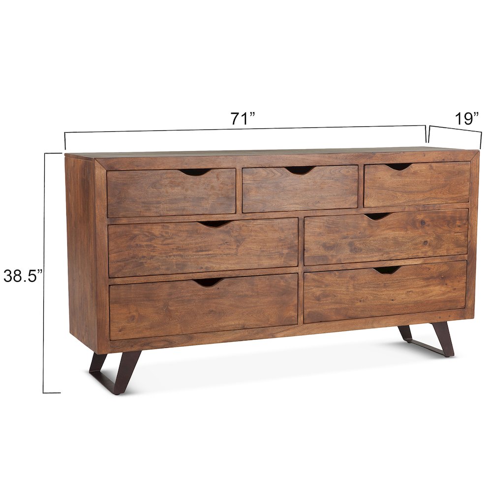 Nottingham 71-Inch Acacia Wood Dresser in Walnut Finish. Picture 2
