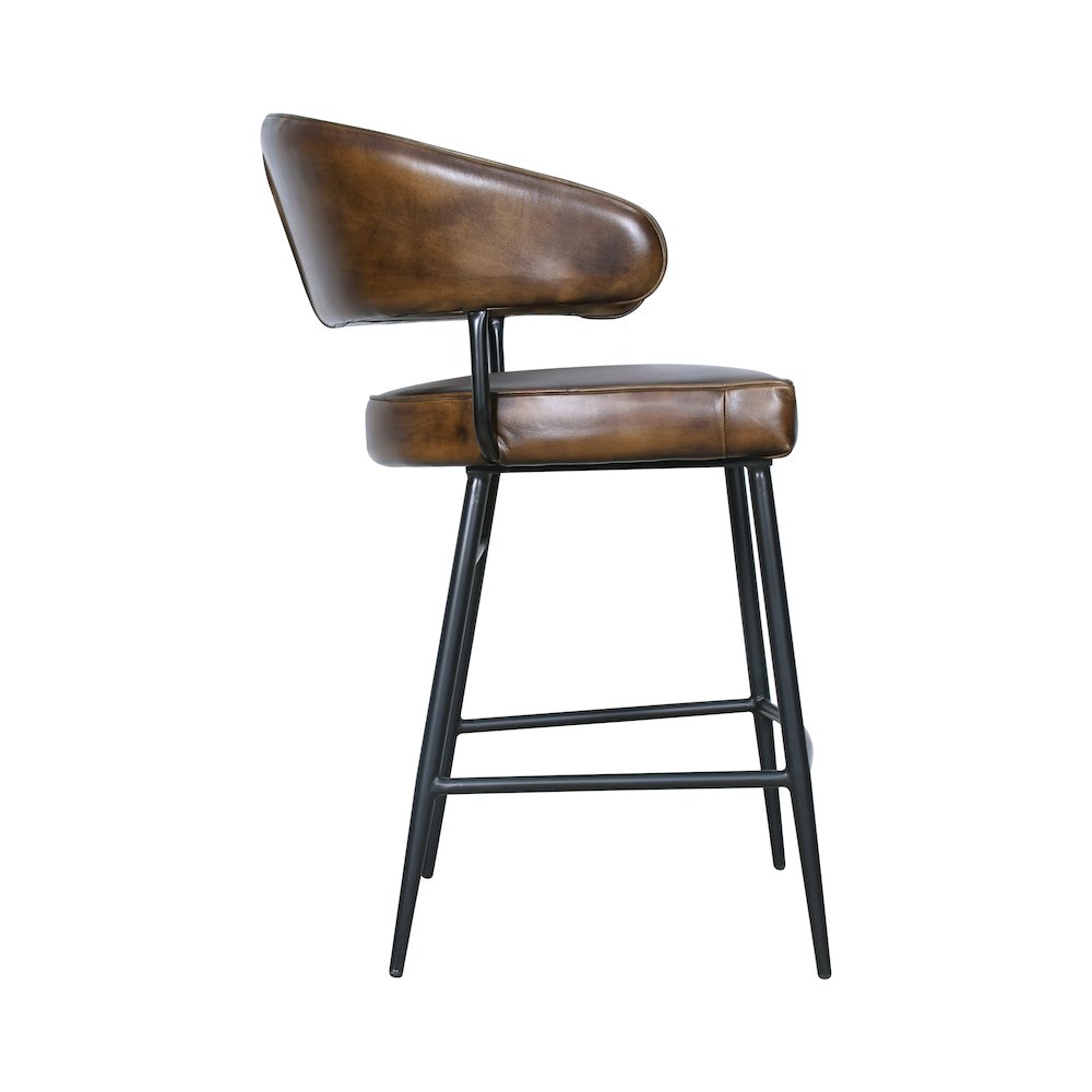 Brisbane Dover Counter Chair in Washed Chestnut Leather. Picture 4