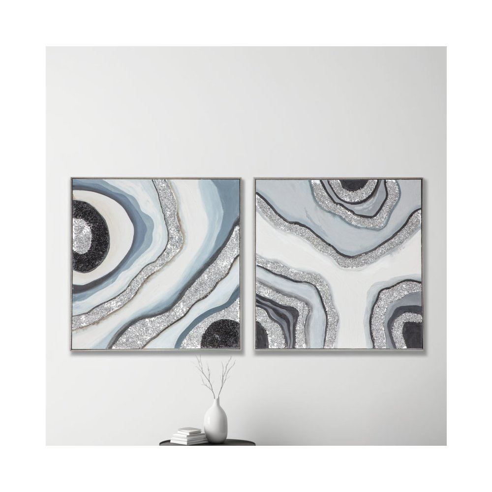 Gemstone Grace Hand Painted Framed Diptych. Picture 3