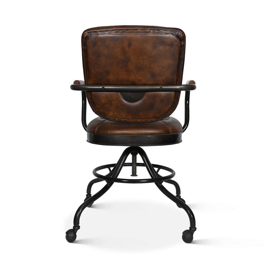 World Interiors Brisbane Oden Desk Chair in Antique Whiskey Leather, image size:1000x1000