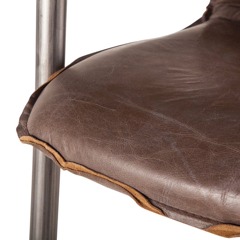Chiavari Dining Chair in Jet Brown Leather and Steel. Picture 3