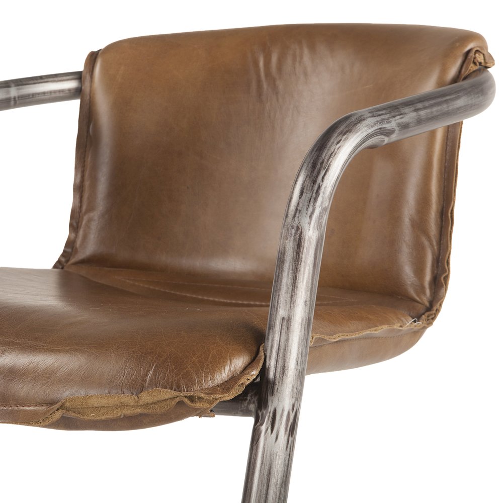 Chiavari Distressed Chestnut Leather Counter Chairs - Set Of 2. Picture 3