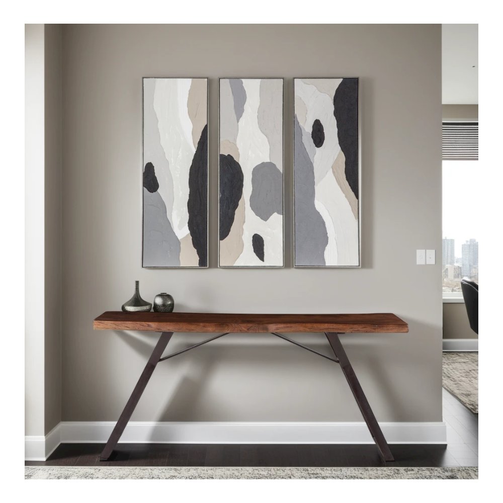 Distorted Illusions Hand Painted Framed Triptych. Picture 6