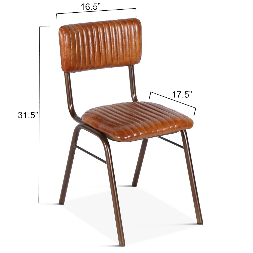 Hudson Dining Chair in Ribbed Leather. Picture 2