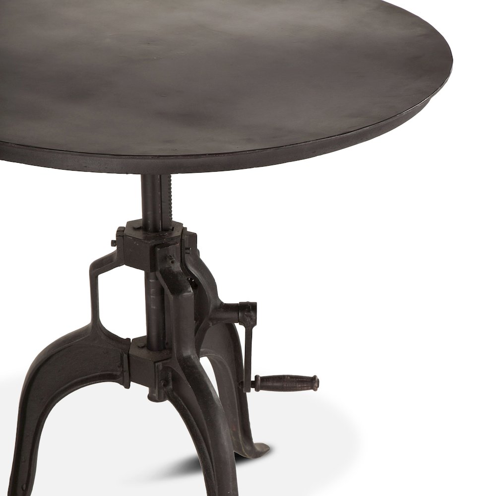 Artezia 36-Inch Adjustable Crank Iron Side Table with Matte Black Finish. Picture 4