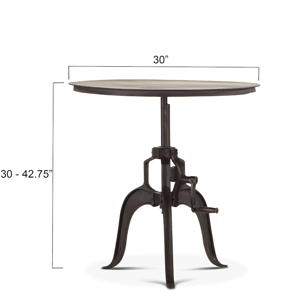 Artezia 30" Height Adjustable Crank Side Table in Matte Black Cast Iron. Picture 2