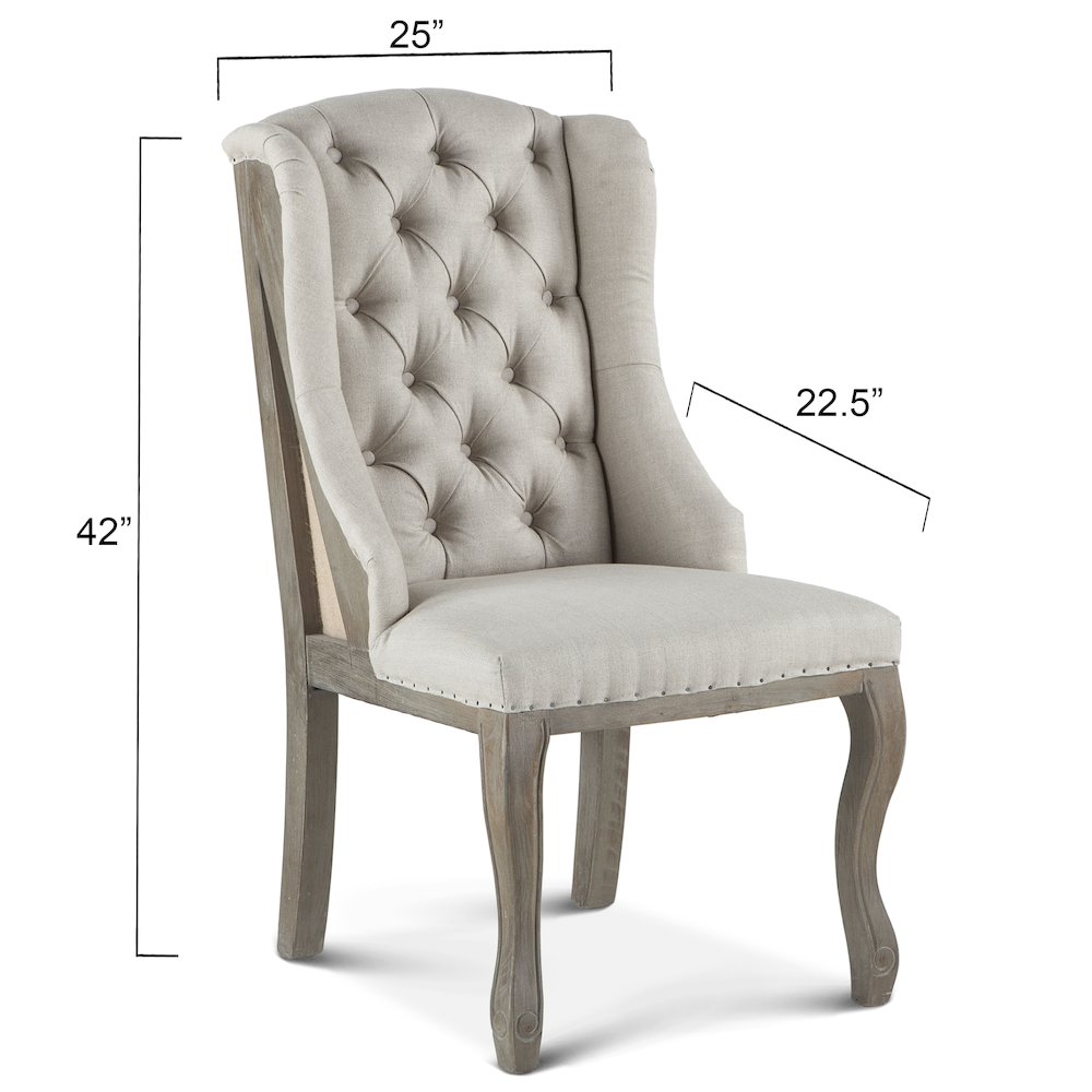 Portia Dining Chair in Off-White Linen and Oak. Picture 9