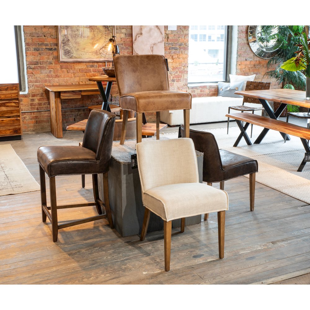 Avery Counter Chair in Tan Leather with Natural Legs. Picture 2