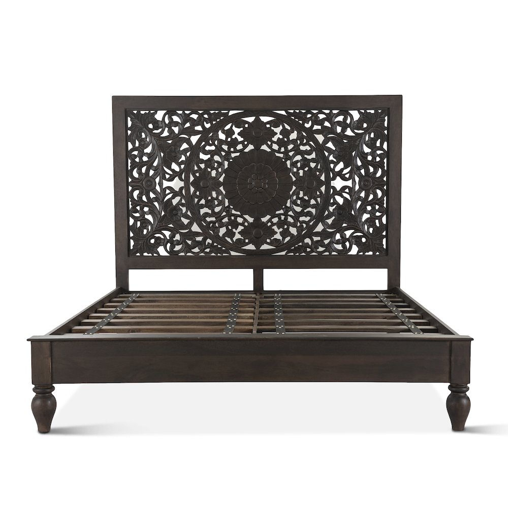 Haveli Vintage Brown Mango Wood King Bed. Picture 1