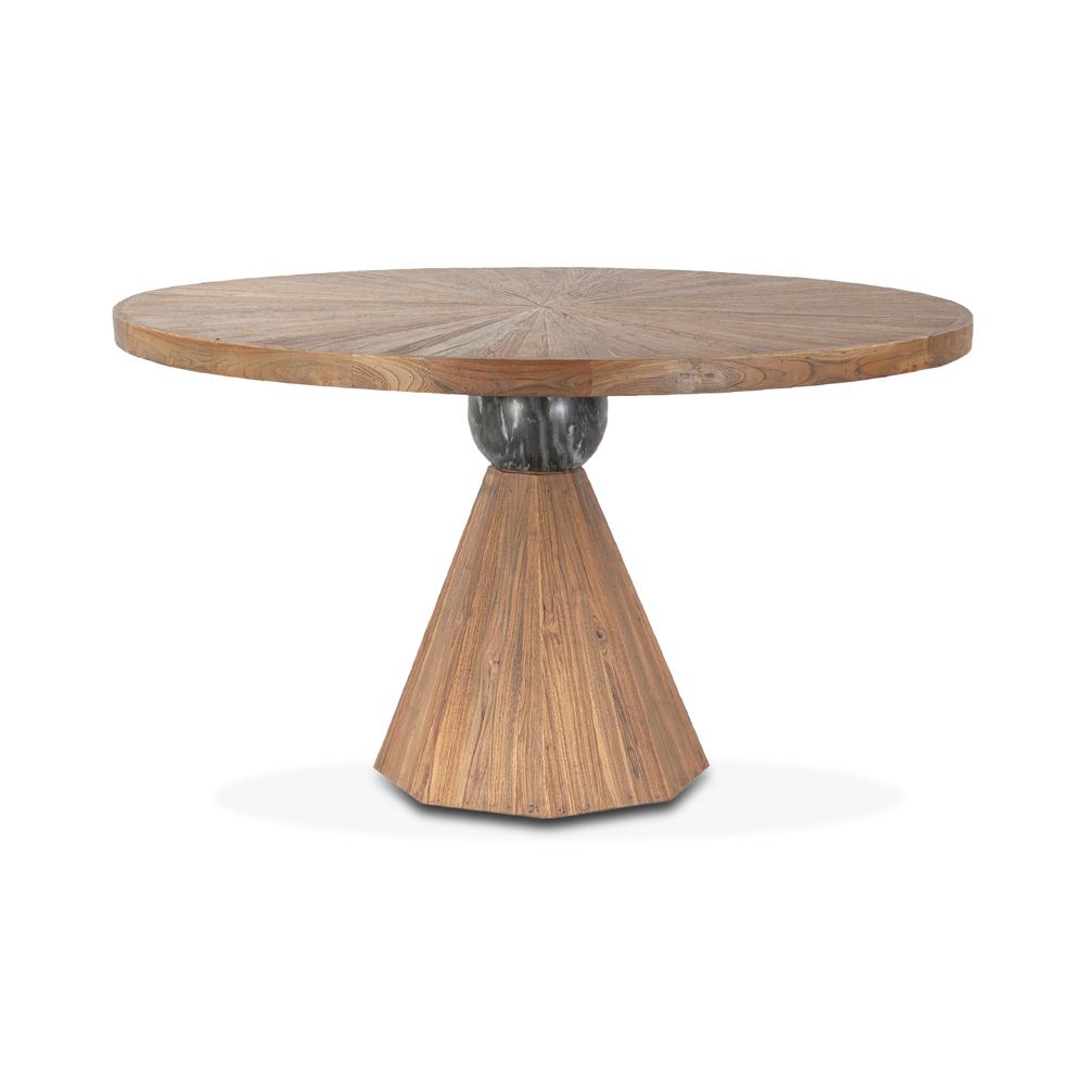 Rustic Revival Natural Teak Wood with Black Marble Pedestal. Picture 1
