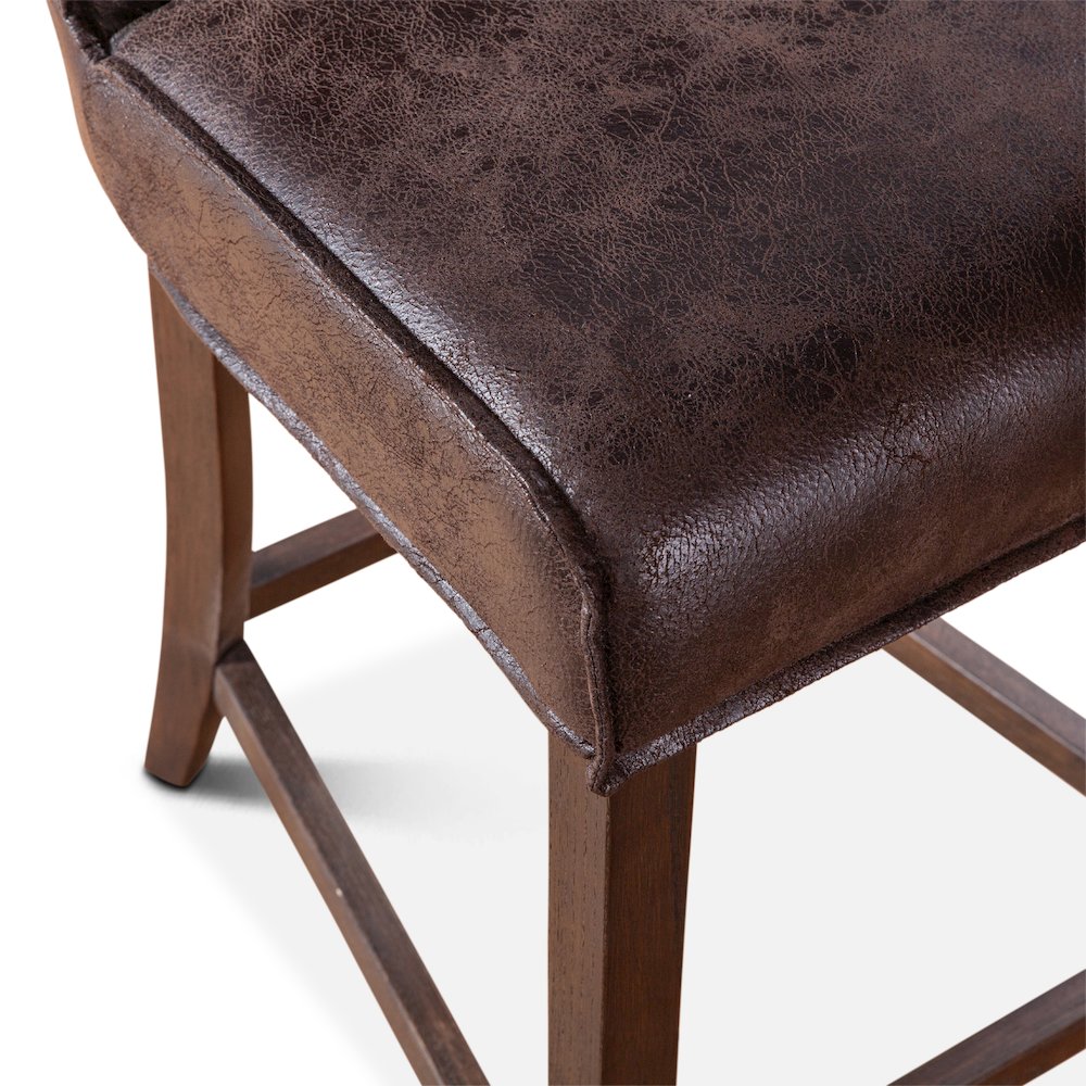 Avery Counter Chair In Dark Brown Leather With Matte Brown Legs. Picture 5