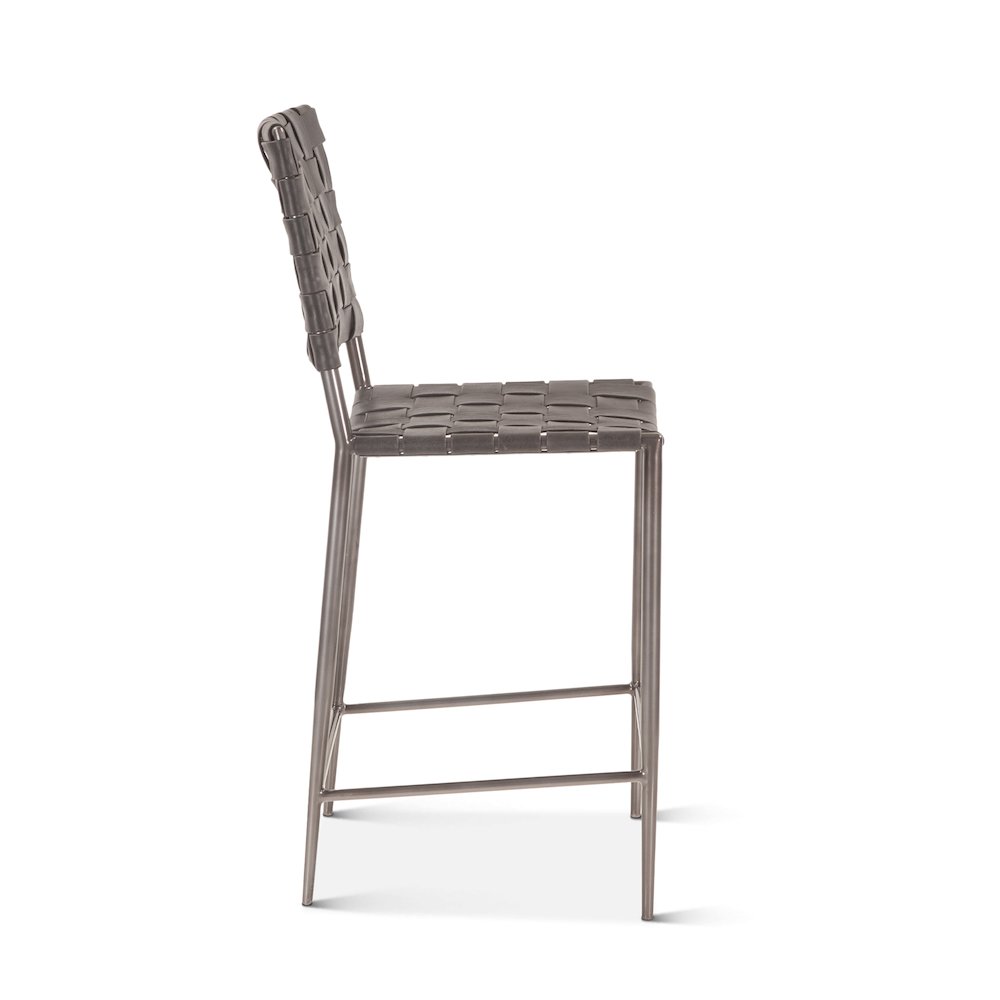 Lund 17in Buffalo Leather and Iron Counter Chair Black. Picture 6