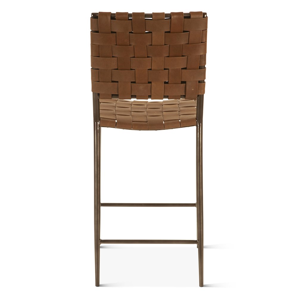 Lund 17" Counter Chair in Tobacco Buffalo Leather with Iron. Picture 2