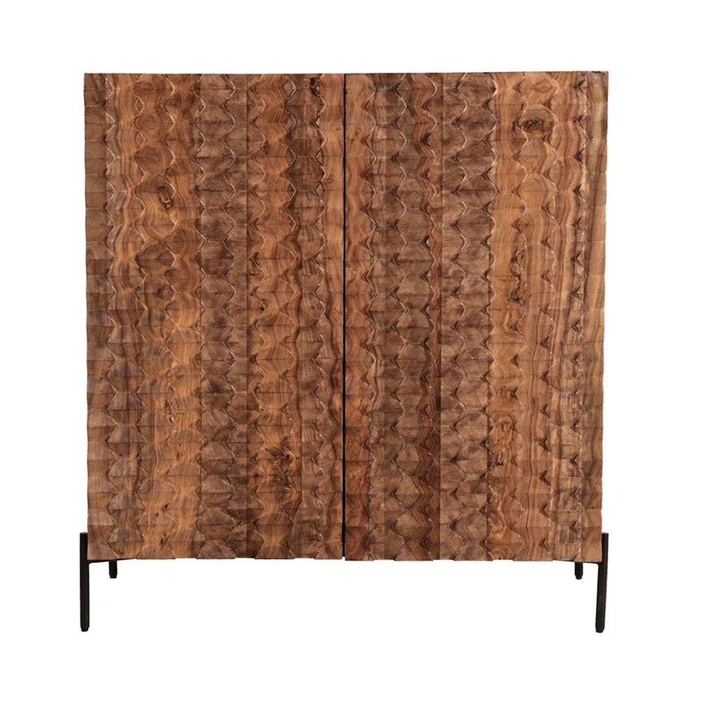 Acres 39" Bar Cabinet in Carved Brownstone. Picture 1