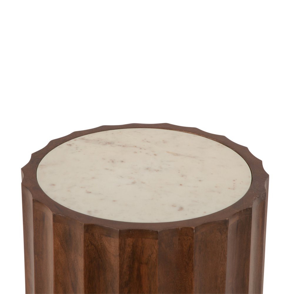 Lisbon Modern White Marble Side Table in Matte Brown. Picture 2