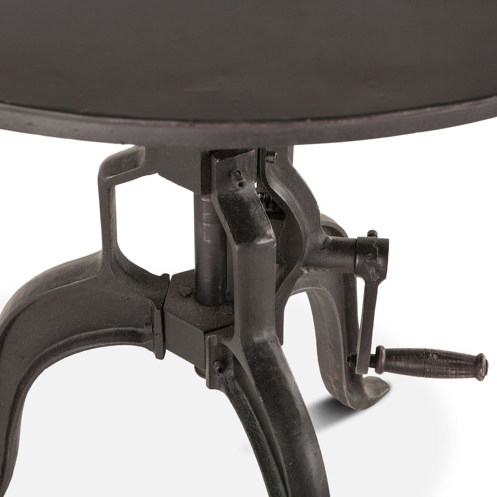 Artezia 30" Height Adjustable Crank Side Table in Matte Black Cast Iron. Picture 3