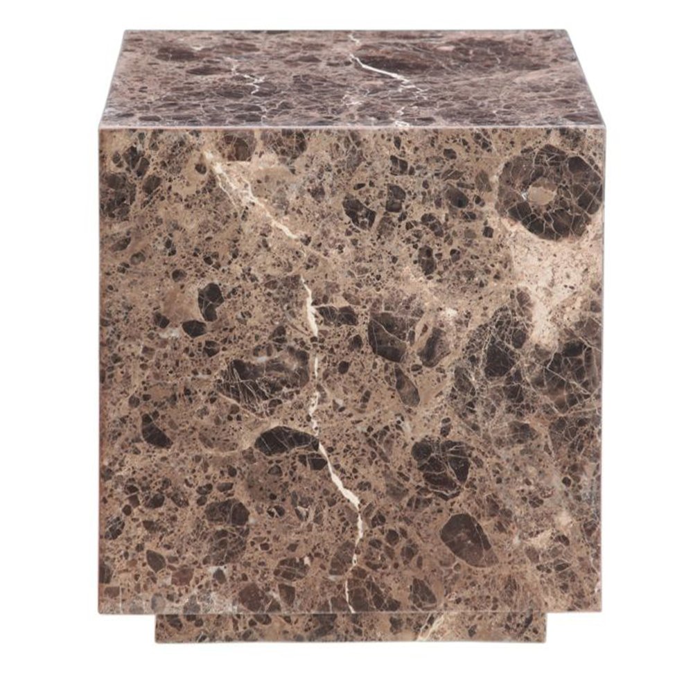Giza 22" Drum Side Table in Dark Emperador Marble. Picture 2